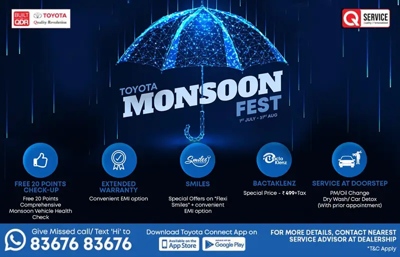 Toyota Kirloskar Motor Launches ‘Monsoon Fest’ Car Service Offers