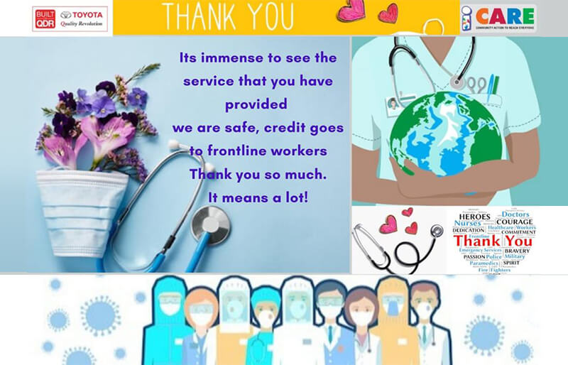 TKM employees come together to express gratitude to healthcare warriors