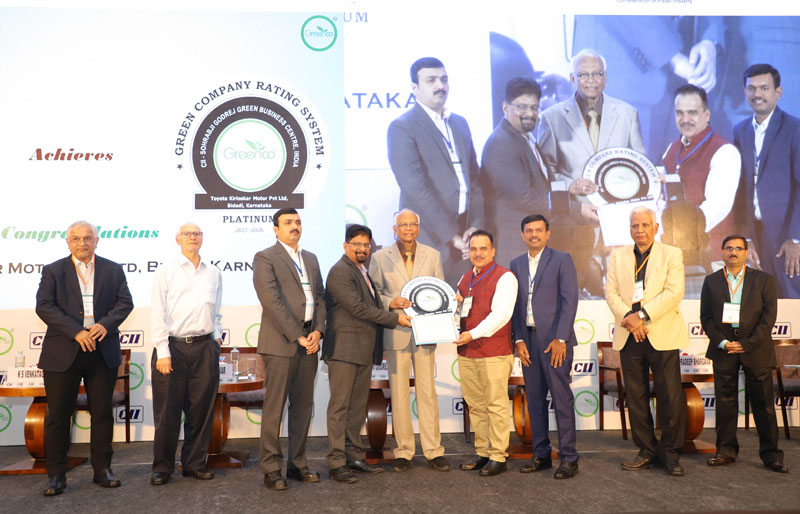 Toyota Kirloskar Motor receives ‘CII GreenCo Platinum Company’ Award for Environmental Excellence and Sustainable Leadership