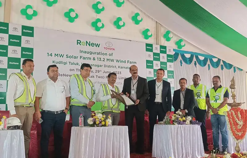 Toyota Kirloskar Motor and ReNew Energy Global Plc Jointly Inaugurated the Newly Set-up 27.2 MW Group Captive Solar and Wind Renewable Energy Project in Vijaynagara District, Karnataka