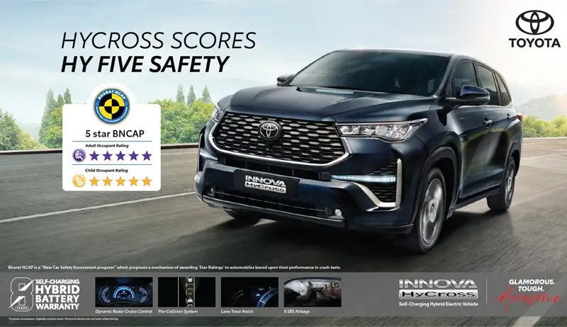 Toyota Innova HyCross Secures 5-Star Safety Rating Under Bharat NCAP