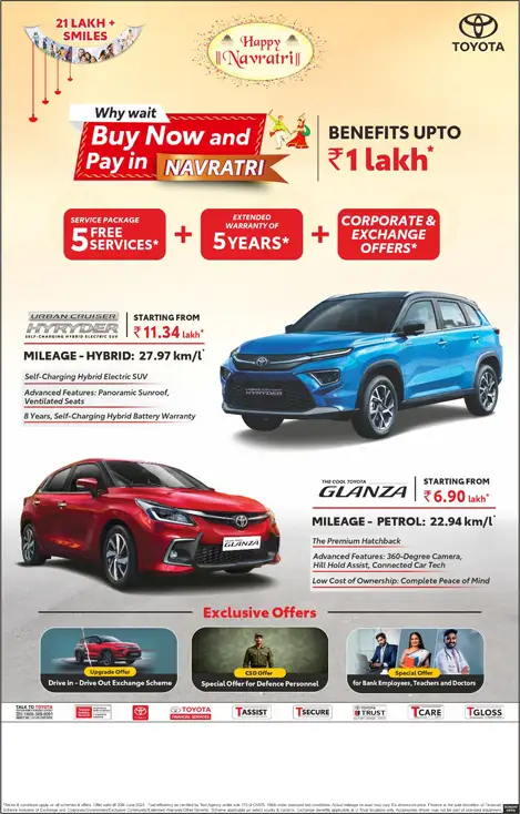 Toyota Kirloskar Motor Announces Special Early-Festive Offer Packed with Exciting Customer Benefits