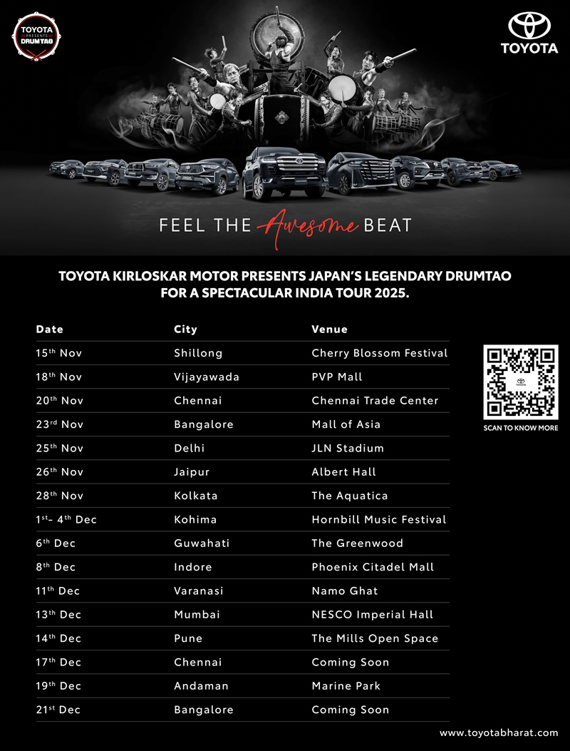 Toyota Kirloskar Motor and DRUM TAO Unite for a Spectacular India Tour 2025