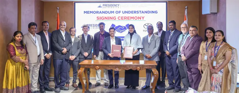Toyota Kirloskar Motor Signs MoU with Presidency University, Bengaluru to Launch M. Tech Program in Automotive Information Technology 