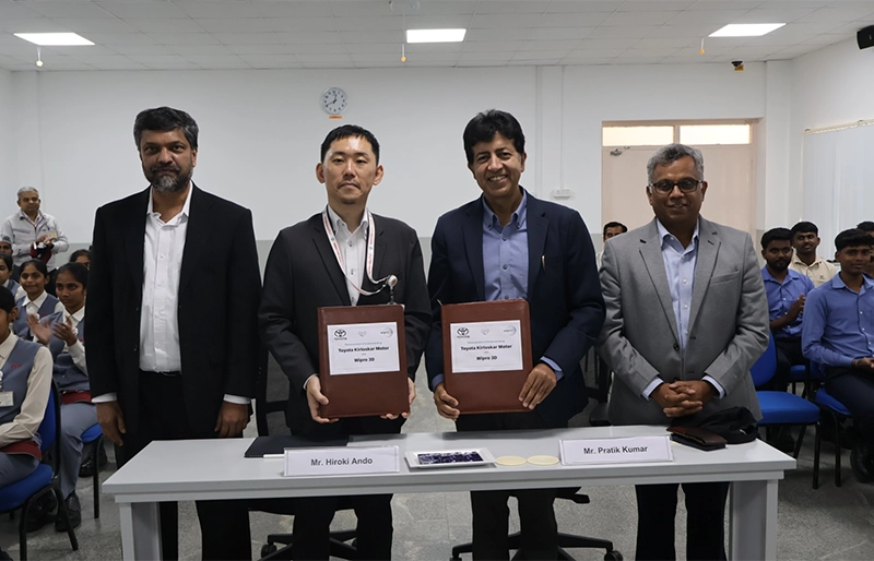 Toyota Kirloskar Motor Signs an MoU with Wipro 3D to Establish Additive Manufacturing Centre of Excellence at TTTI
